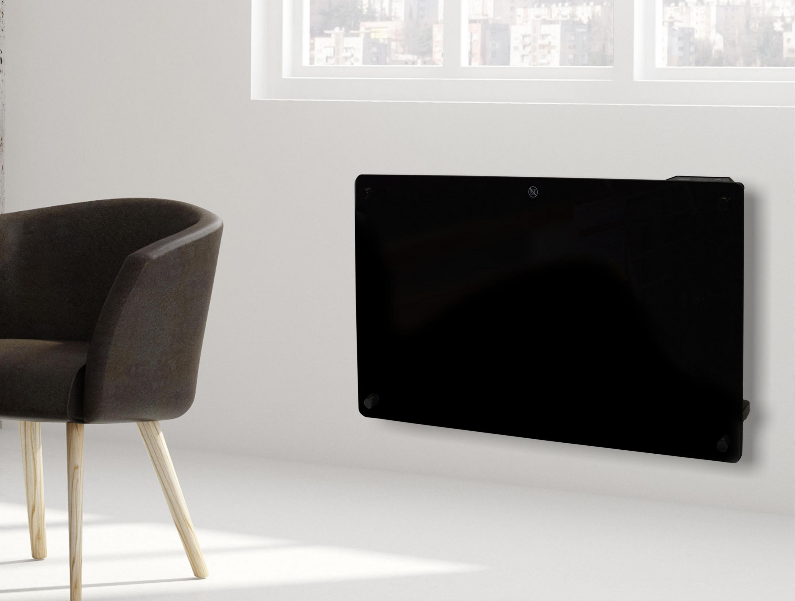 HEIZKÖRPERPANEEL Schwarz mit Glasscheibe und WiFi-App-Steuerung 2000 W - Schwarz, Keramik (84/40/12cm) - Purline