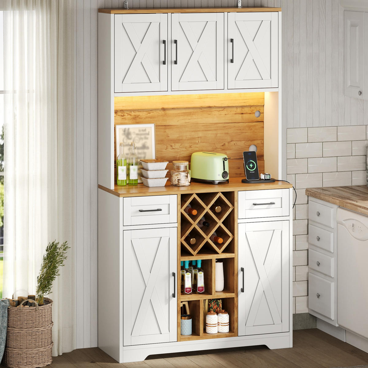 GESCHIRRSCHRANK Naturfarben 105/40/180 - Naturfarben, Holzwerkstoff (105/180/40cm)