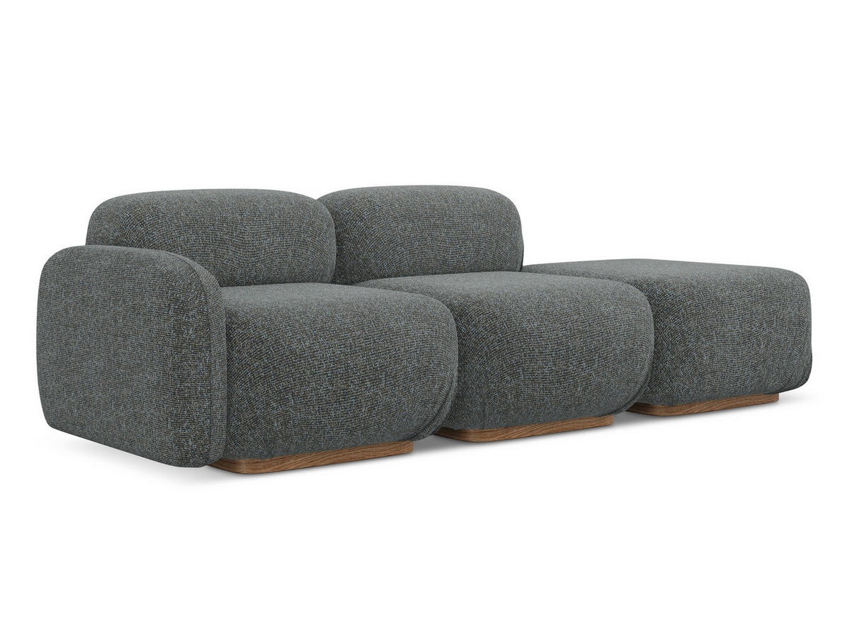 3-SITZER SOFA Rechts Strukturstoff Stoff Grau - Dunkelgrau/Braun, Holz/Textil (258/73/95cm) - Makamii