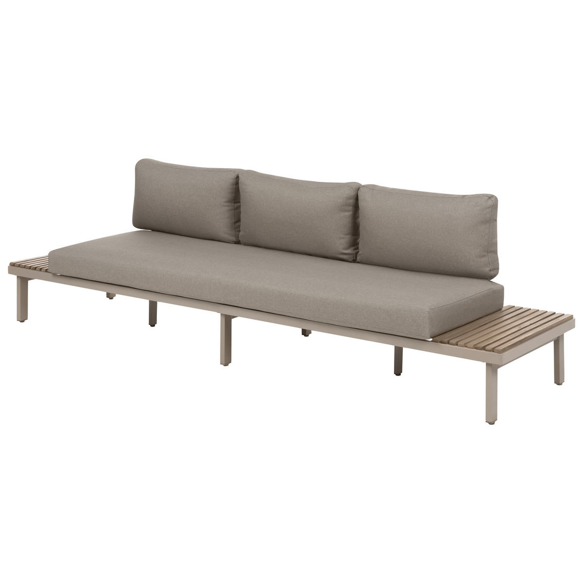 GARTENSOFA 3-Sitzer Akazienholz Beige Fivizzano - Hellbraun/Beige, Holz (266/78/69cm) - Beliani