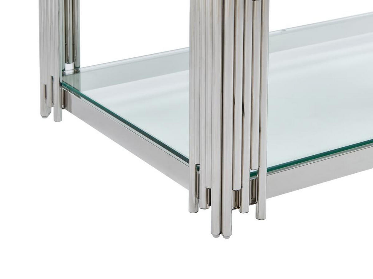 COUCHTISCH - Sicherheitsglas & Edelstahl - Chromfarben - NOMELANO - Silberfarben, Glas (123.5/63.5/45.5cm) - Pascal Morabito