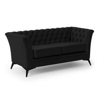 CHESTERFIELD-SOFA 2-sitzer Whitby Schwarz Samt mit schwarzen Füßen - Schwarz, Holz/Textil (175/78/82cm) - S-Style Möbel