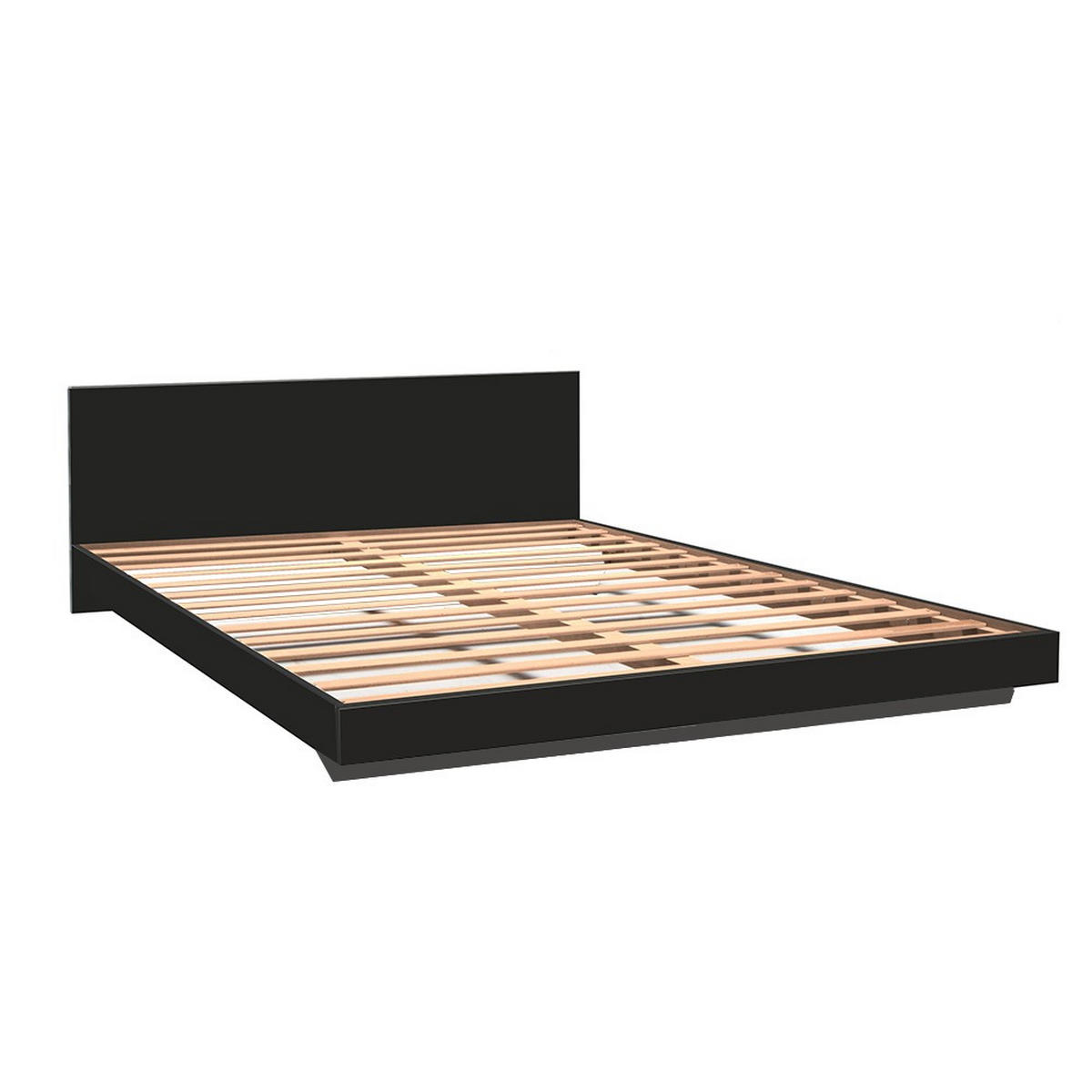 BETT LOFT / Bett 160x200 mit Kopfteil - Schwarz - Schwarz, Holzwerkstoff (160/200cm) - Weber Industries