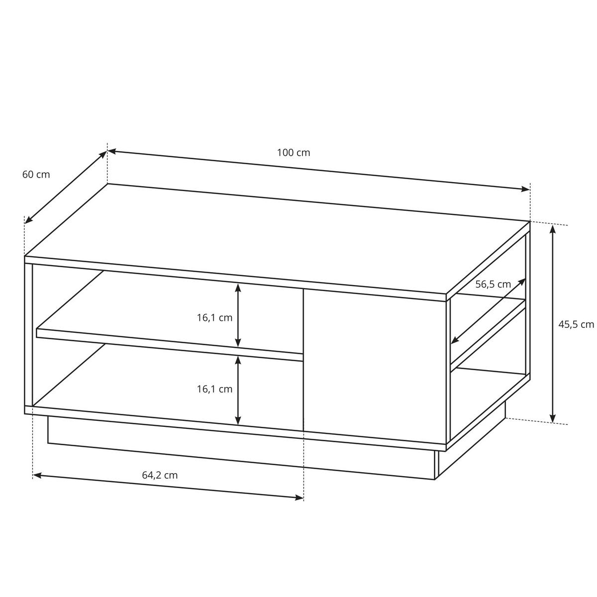 COUCHTISCH ANDEBU STO1 ABS-Kante Weiß - Weiß, Holzwerkstoff (100/60/46cm) - Komodee