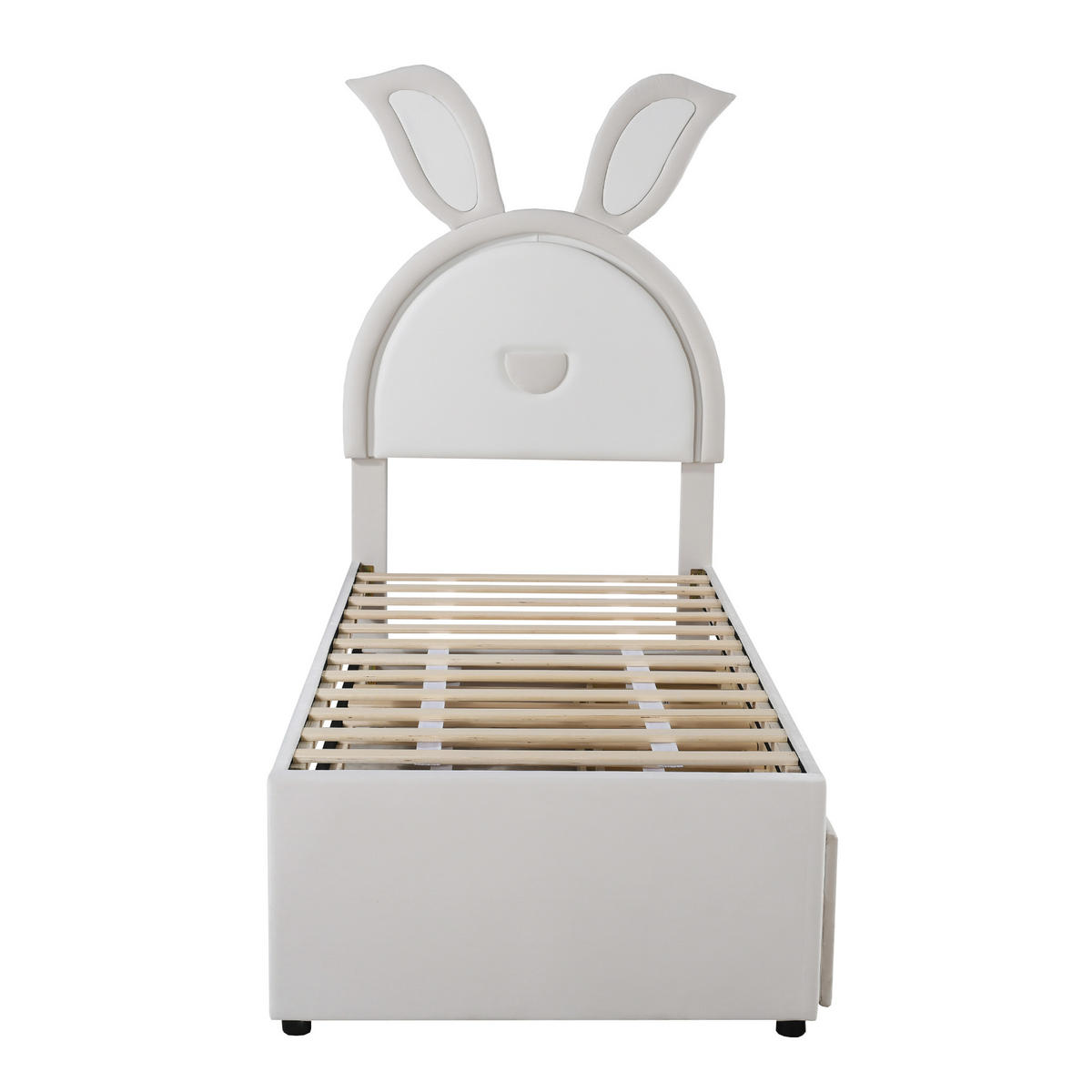 KINDERBETT 90/200 cm Beigefarben mit ausziehbarem Bett und LED-Beleuchtung - Beige, Textil (90/200cm) - OKWISH