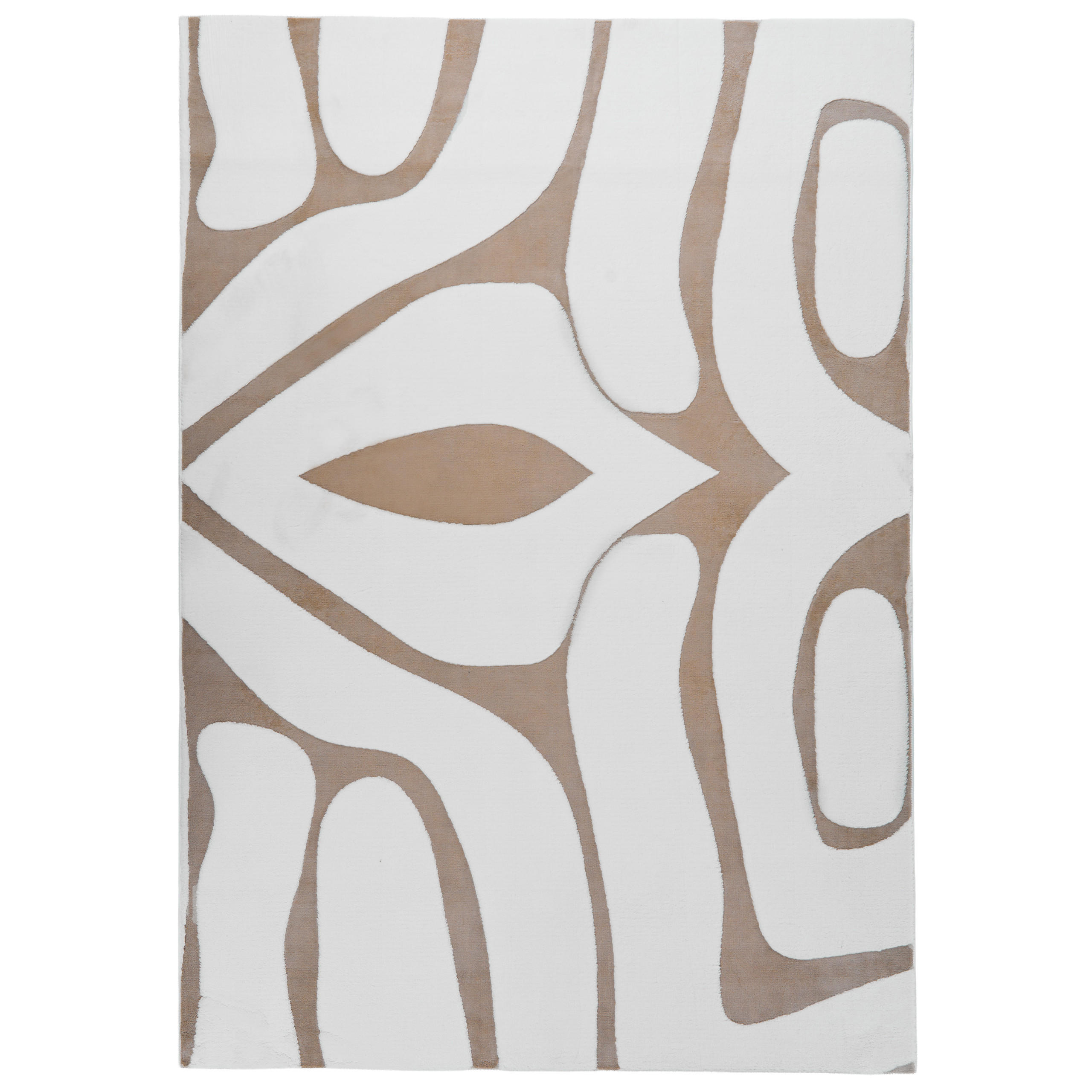 TEPPICH Beige/Weiß 160/230 cm Hartz - Beige/Creme, Textil (160/230cm) - Beliani