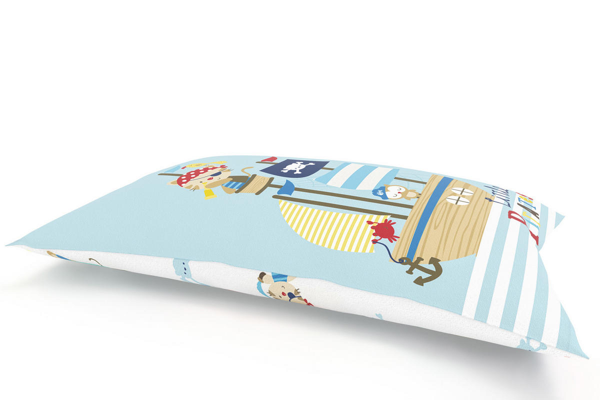 KINDER-SITZSACK - Little Pirate - Weiß/Hellblau, Textil (100/25/135cm) - Green Bean