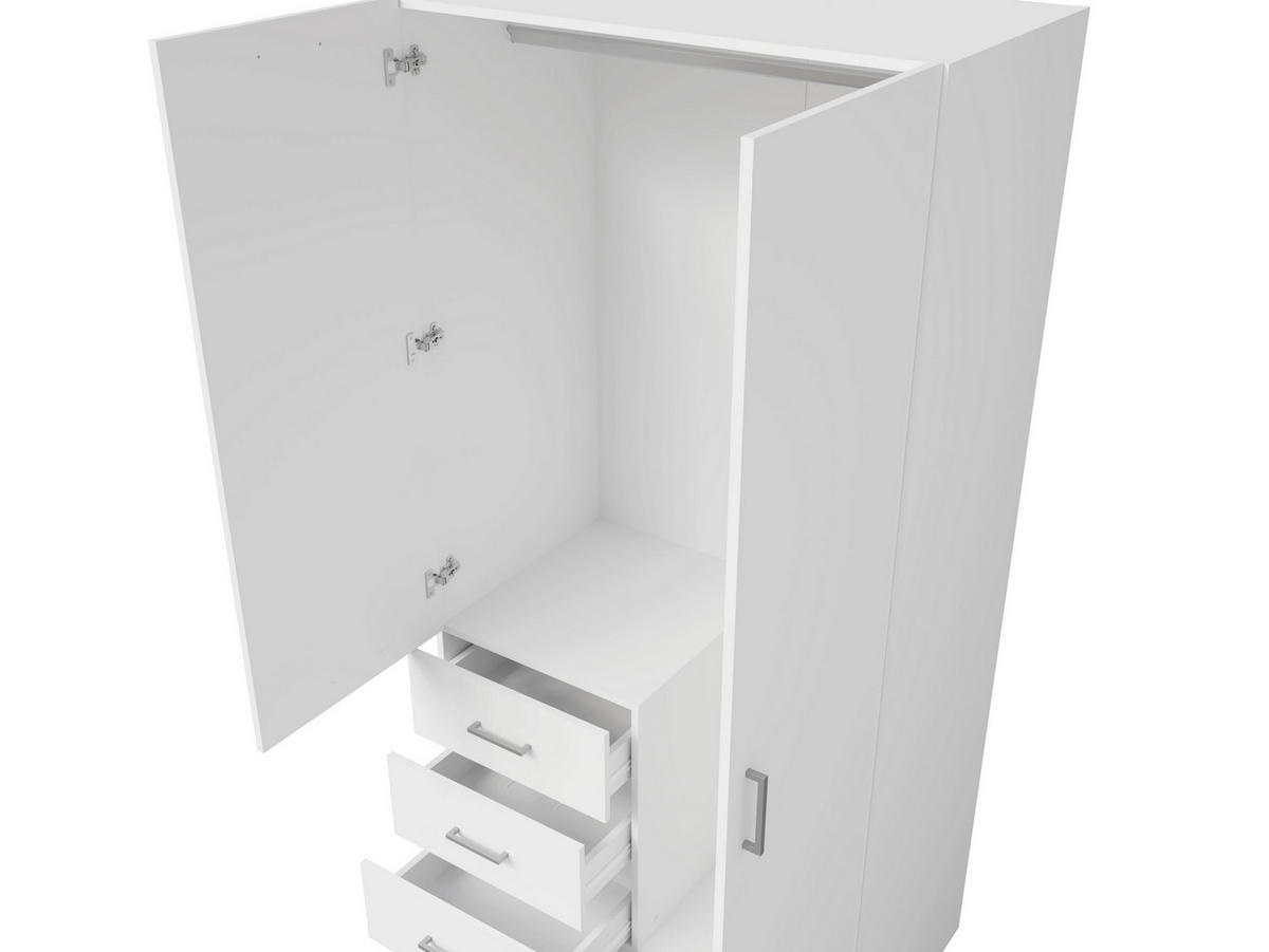 DREHTÜRENSCHRANK NEVARIS 101/200,5/58cm 2-türig mit Spiegel Weiß - Weiß, Holzwerkstoff (101/200.5/58cm) - MASSENO
