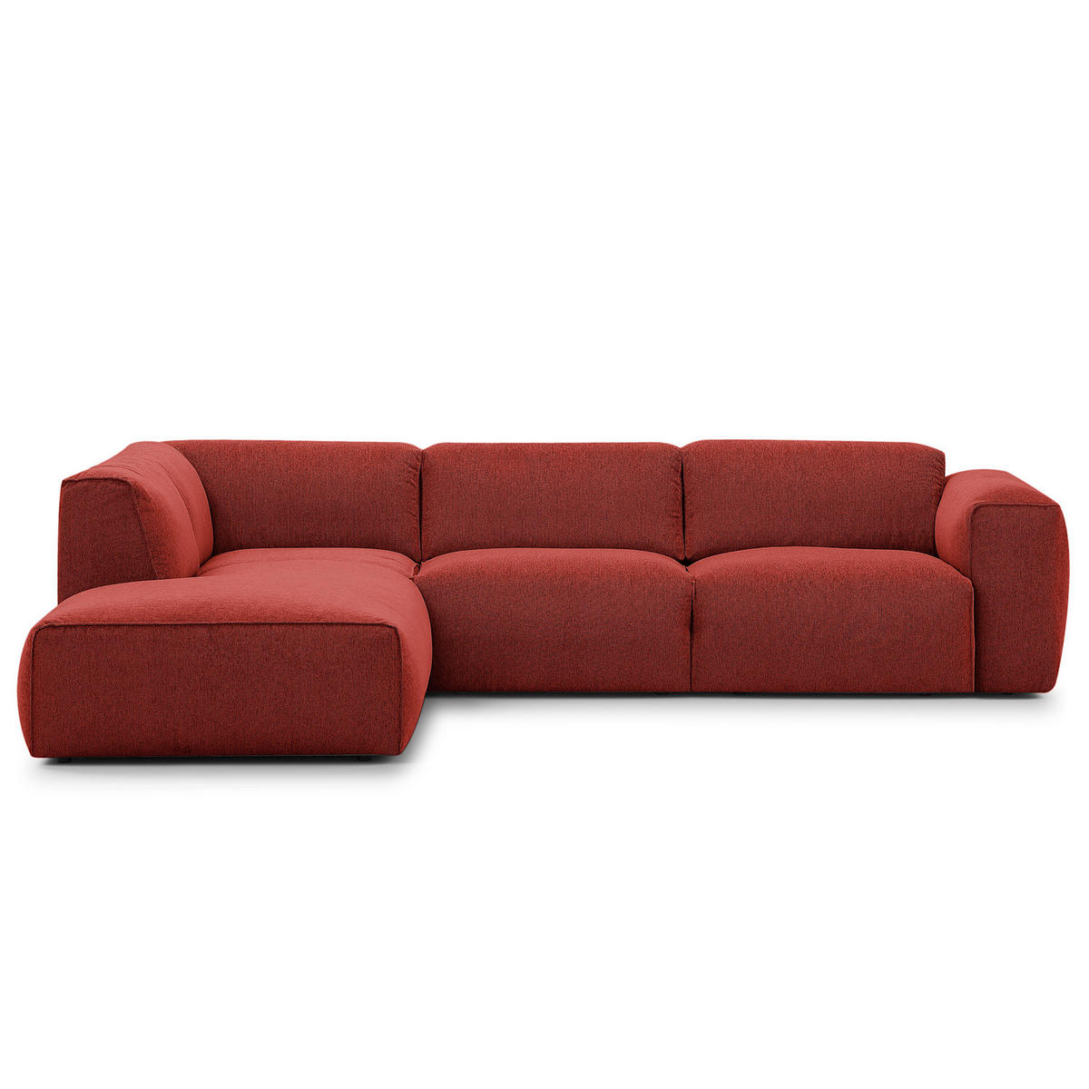 3-SITZER ECKSOFA mit Recamiere - Rot/Schwarz, Kunststoff/Textil (295/231cm) - home24