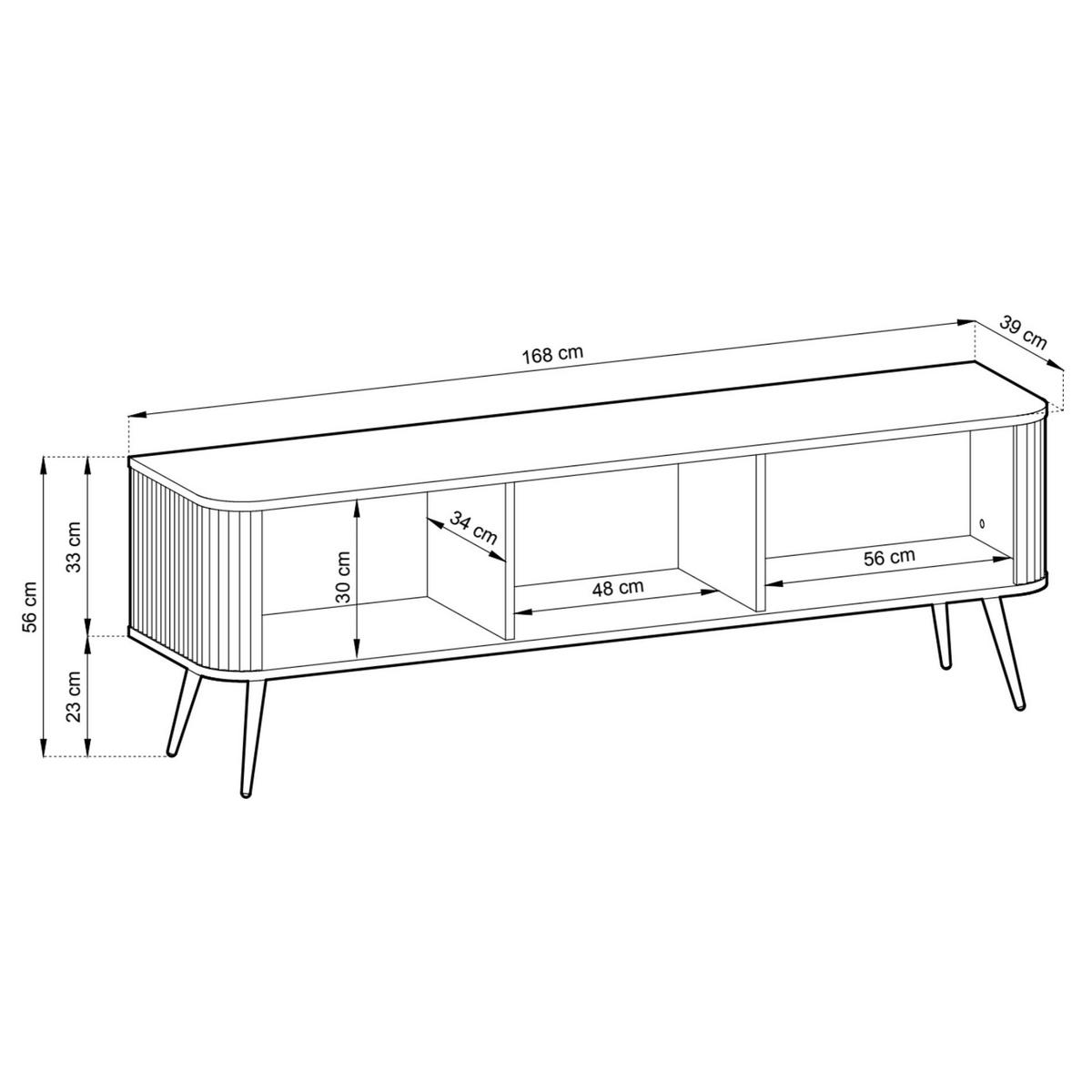 TV-SCHRANK Zova Schwarz mit goldenen Beinen 168 cm - Goldfarben/Schwarz, Holzwerkstoff/Metall (168/56/39cm) - Selsey