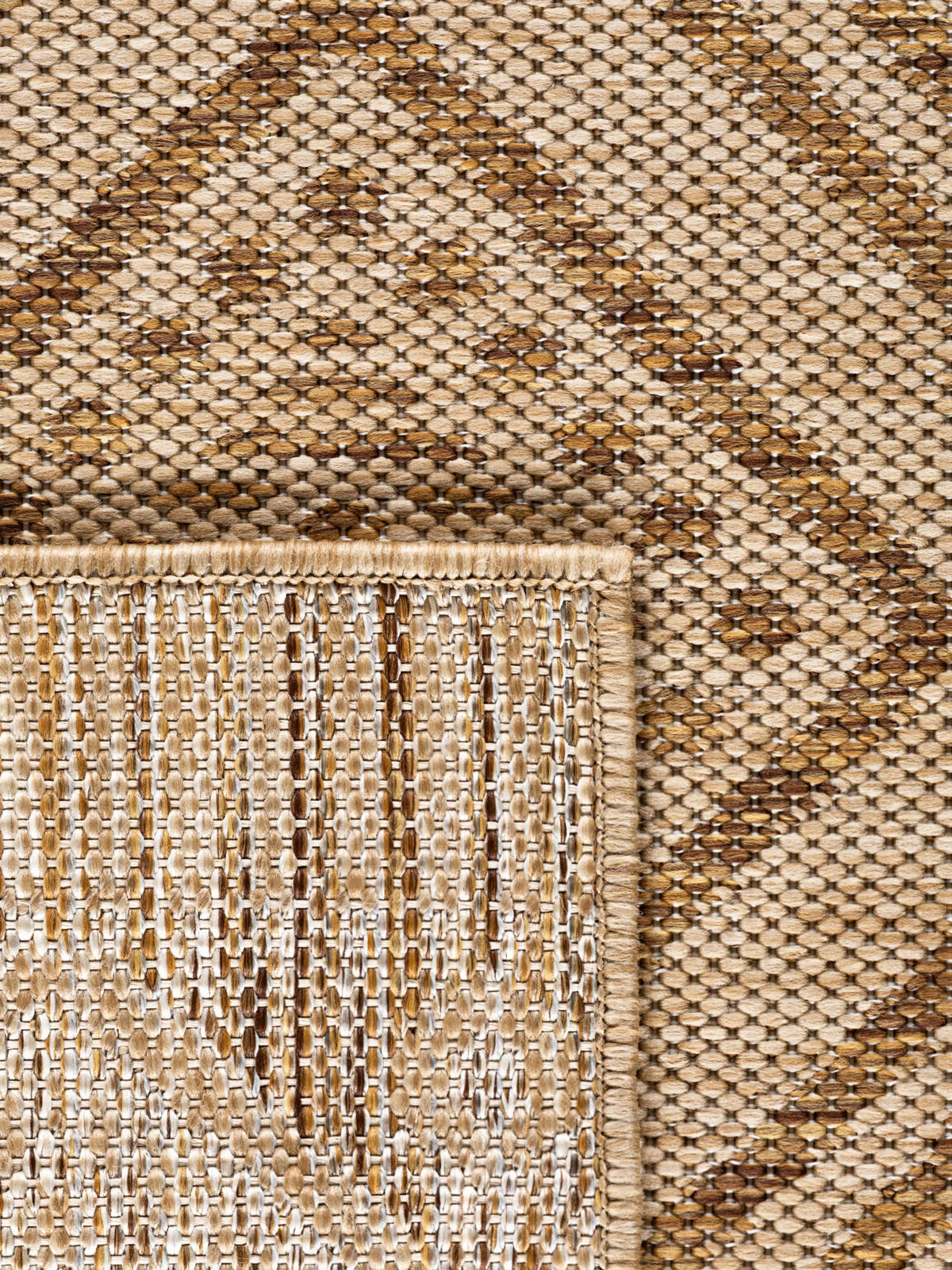 LÄUFER Outdoor, Fußbodenheizung-geeignet, mit Rautenmuster, VIGOLENO in Beige-Braun, 80 x 250 cm - Beige, Textil (80/250cm) - KADIMA DESIGN