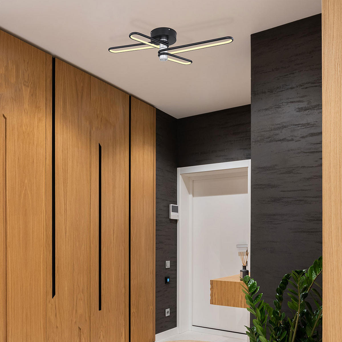 LED DECKENLEUCHTE Metall Schwarz Toppole - Schwarz, Metall (91.5/46.5/18.5cm) - Globo Lighting