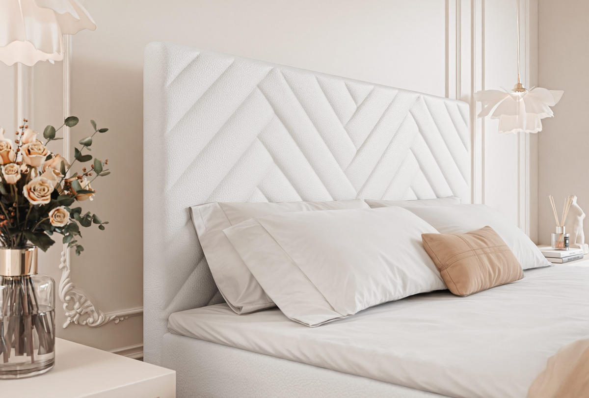 BOXBETT NEREA 200/200 cm mit Matratze und Topper, Weiß - Weiß, Textil (200/200cm) - Idohome