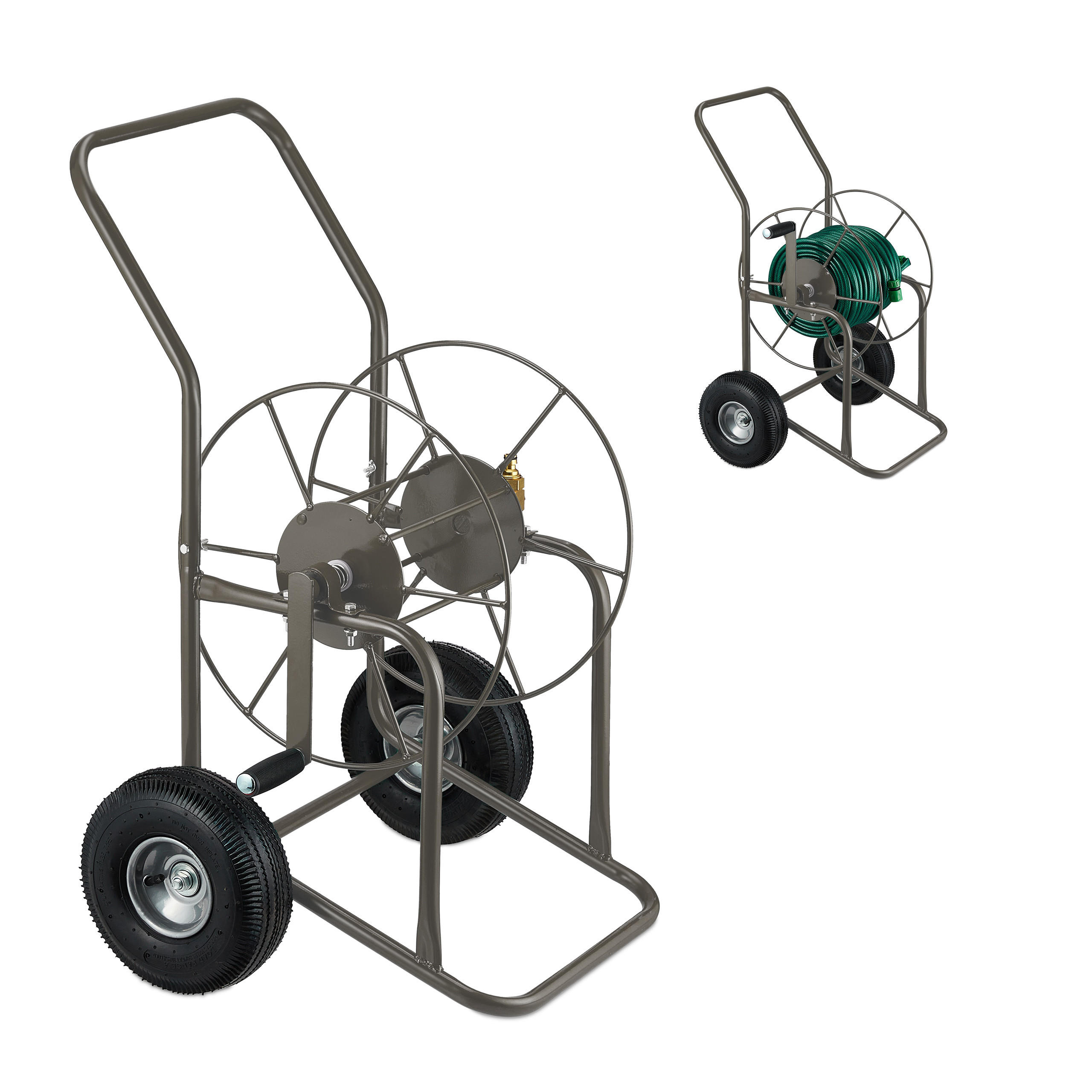 SCHLAUCHWAGEN - Braun, Kunststoff/Metall (62/93/50cm) - Relaxdays