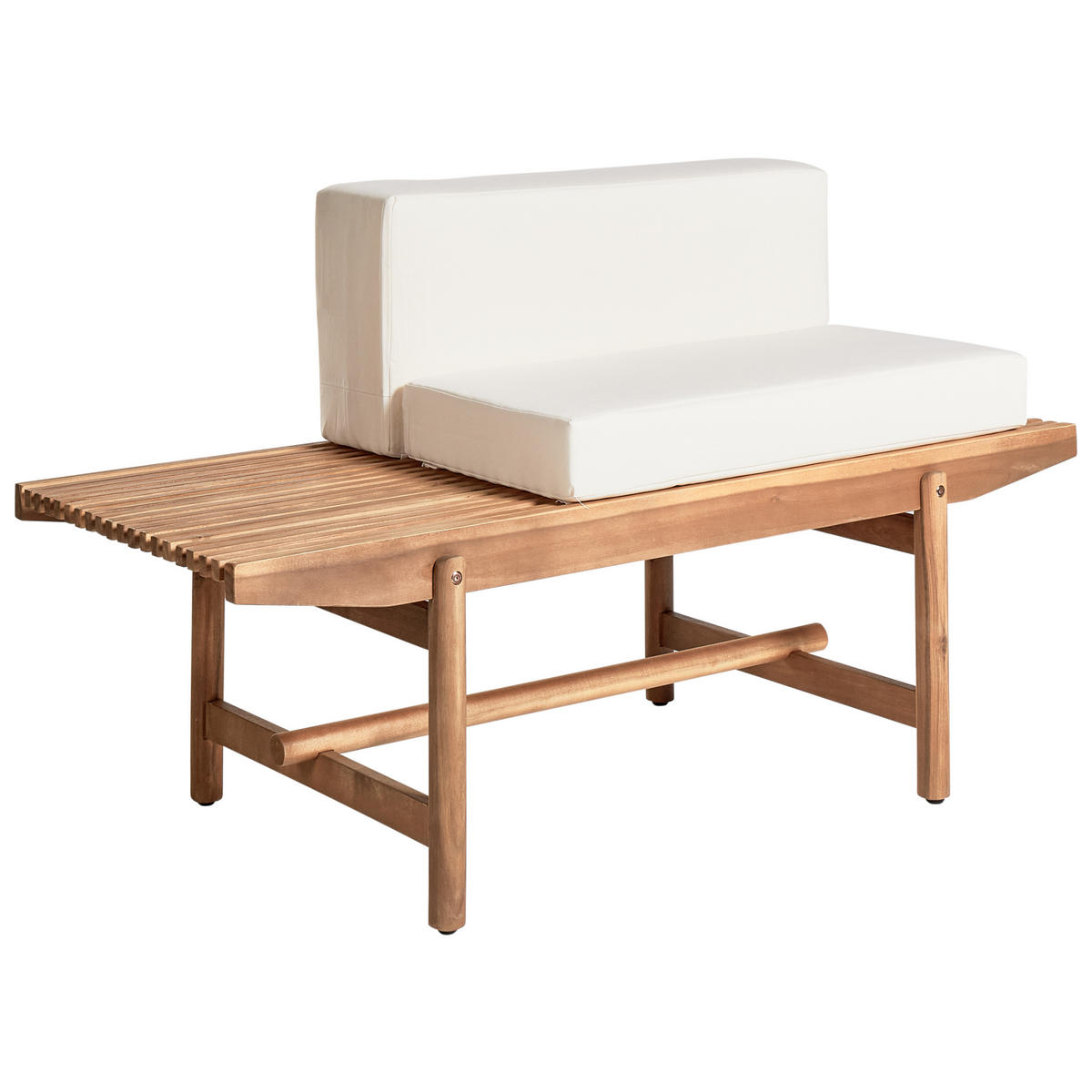 GARTENBANK Heller Holzfarbton Giaveno - Hellbraun/Weiß, Holz (135/84/65cm) - Beliani
