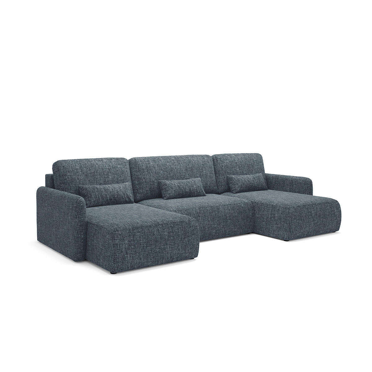 PANORAMASOFA Lazarus 4 Sitzplätze Blau - Blau, Holz (290/86/148cm) - Petits-meubles
