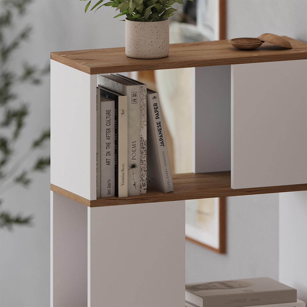 RAUMTEILER Eneos Weiß/Goldkraft Eiche 60 x 124.5 cm - Honigeiche/Weiß, Holzwerkstoff (60/124.5/24cm) - Vicco