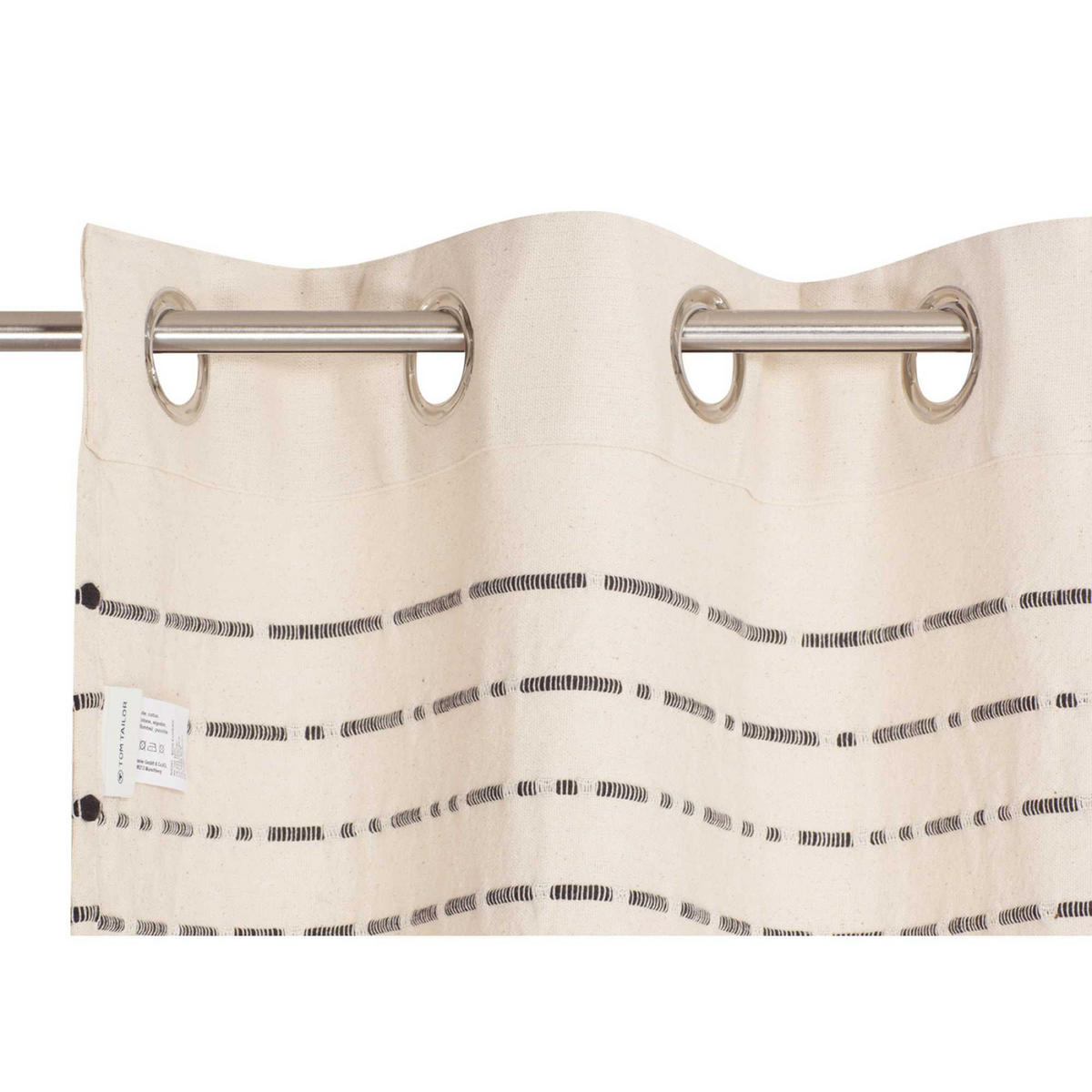BLICKDICHTER ÖSENVORHANG KNOTLINES - Schwarz, Textil (140/0.5/260cm) - Tom Tailor