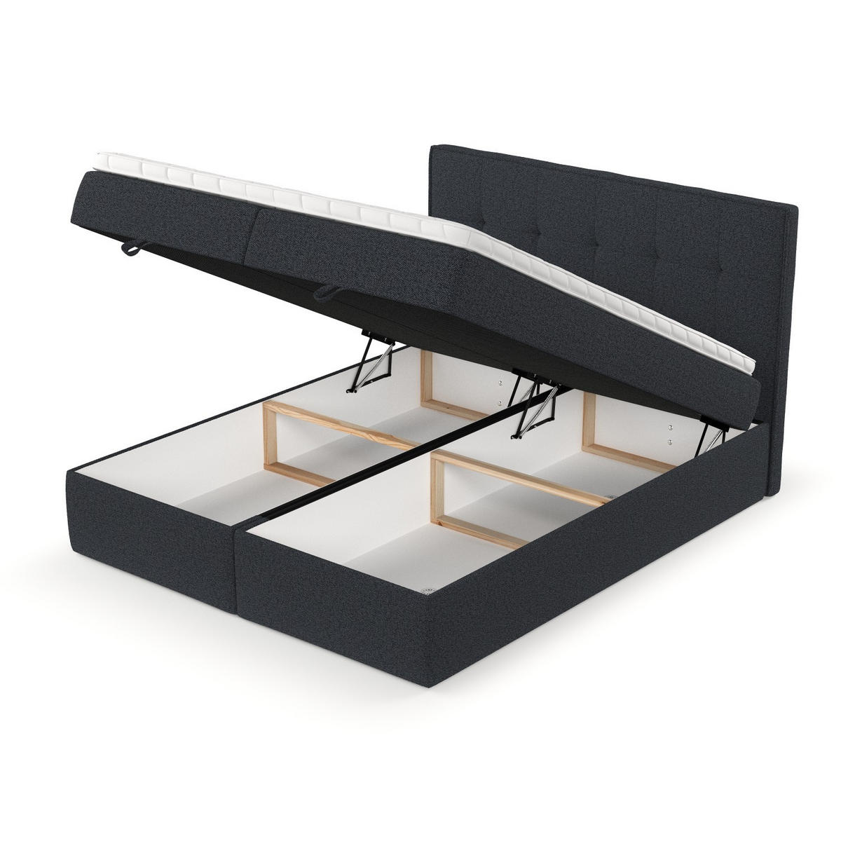 BOXBETT Tivra 140/200 cm Anthrazit im Riva Stoff - Anthrazit/Schwarz, Holz/Holzwerkstoff (140/200cm) - AltaBeds