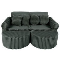 KINDERSOFA Pocket Max modular 12-tlg. aus Plüschcord in Waldgrün - Dunkelgrün, Textil (120/25/60cm) - MeowBaby
