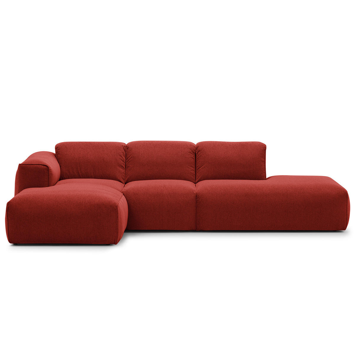 ECKSOFA mit Chaiselongue - Rot/Schwarz, Kunststoff/Textil (290/173cm) - home24