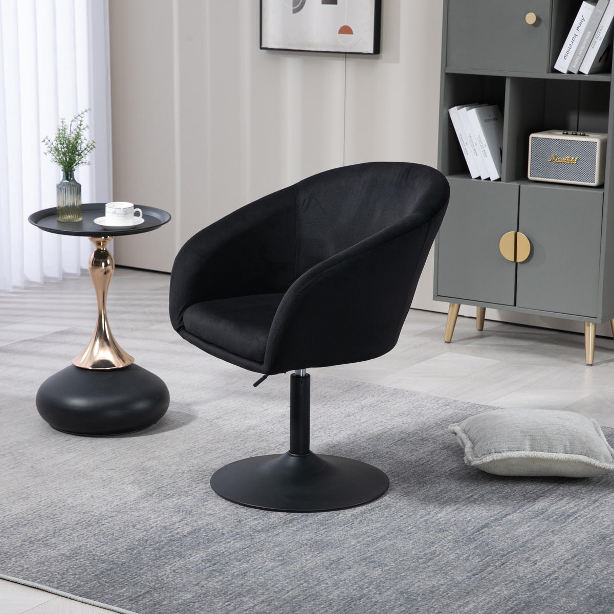 LOUNGESESSEL JAMAIKA mit Armlehnen Samt - Schwarz, Textil (59/95/59cm) - SVITA