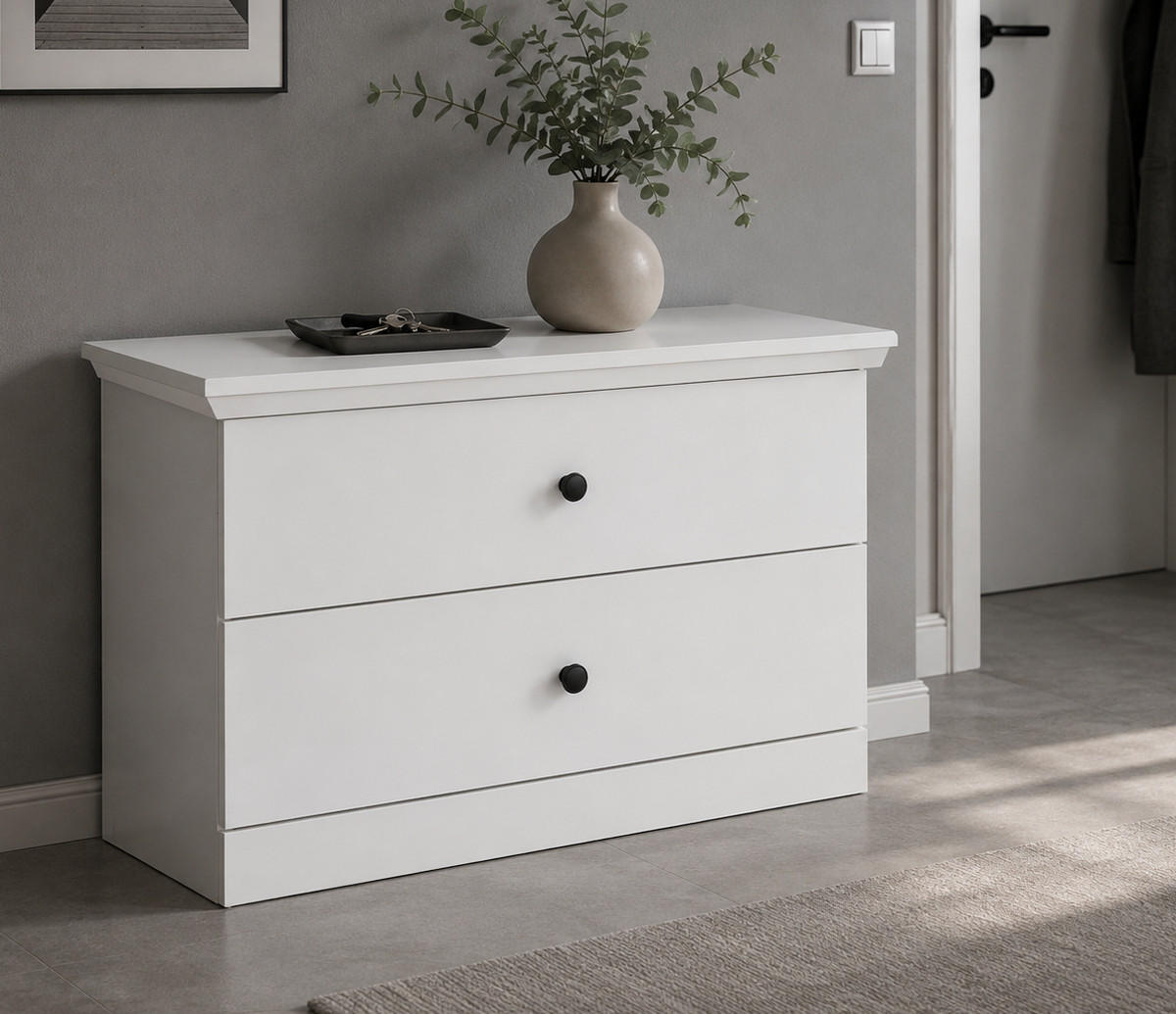 GARDEROBENBANK weiß 81 x 49 cm, Sitzbank mit Schubkästen - Silberfarben/Weiß, Holzwerkstoff/Metall (81/49/41cm) - Top.Furn