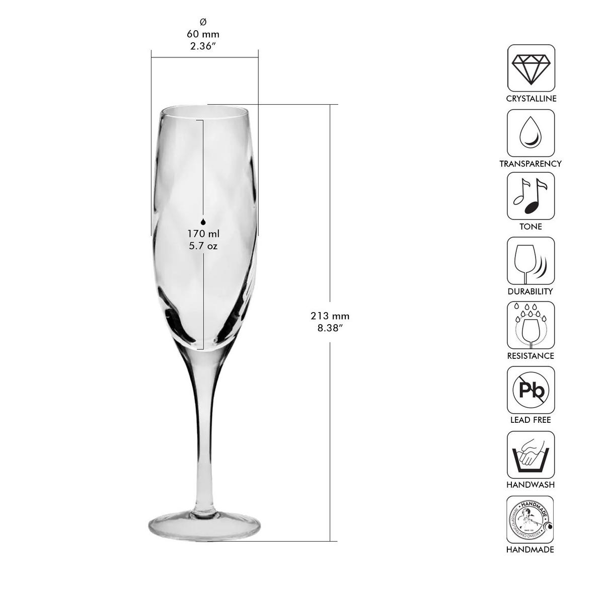 SEKTGLÄSER ROMANCE, 6ER-SET, 170 ML, HANDGEFERTIGT - Transparent, Glas (0.17L) - Krosno Glass