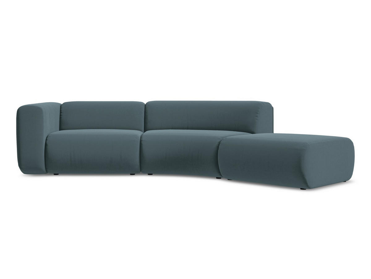 4-SITZER-SOFA Samt Stoff Blau - Blau/Petrol, Kunststoff/Textil (335/70/166cm) - Makamii