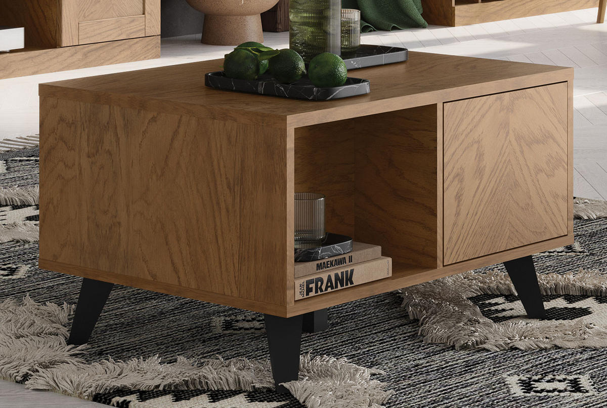 COUCHTISCH Cozy Eiche Rustikal 80 / 60 / 48cm - Eichefarben/Braun, Holz (60/80/48cm) - Feldmann-Wohnen