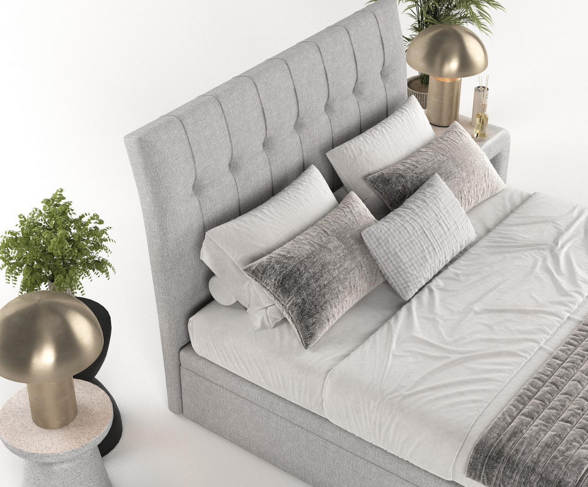 POLSTERBETT Kelsea mit Stauraum 200/200 cm Grau im Megan Stoff - Schwarz/Grau, Holz/Holzwerkstoff (200/200cm) - AltaBeds