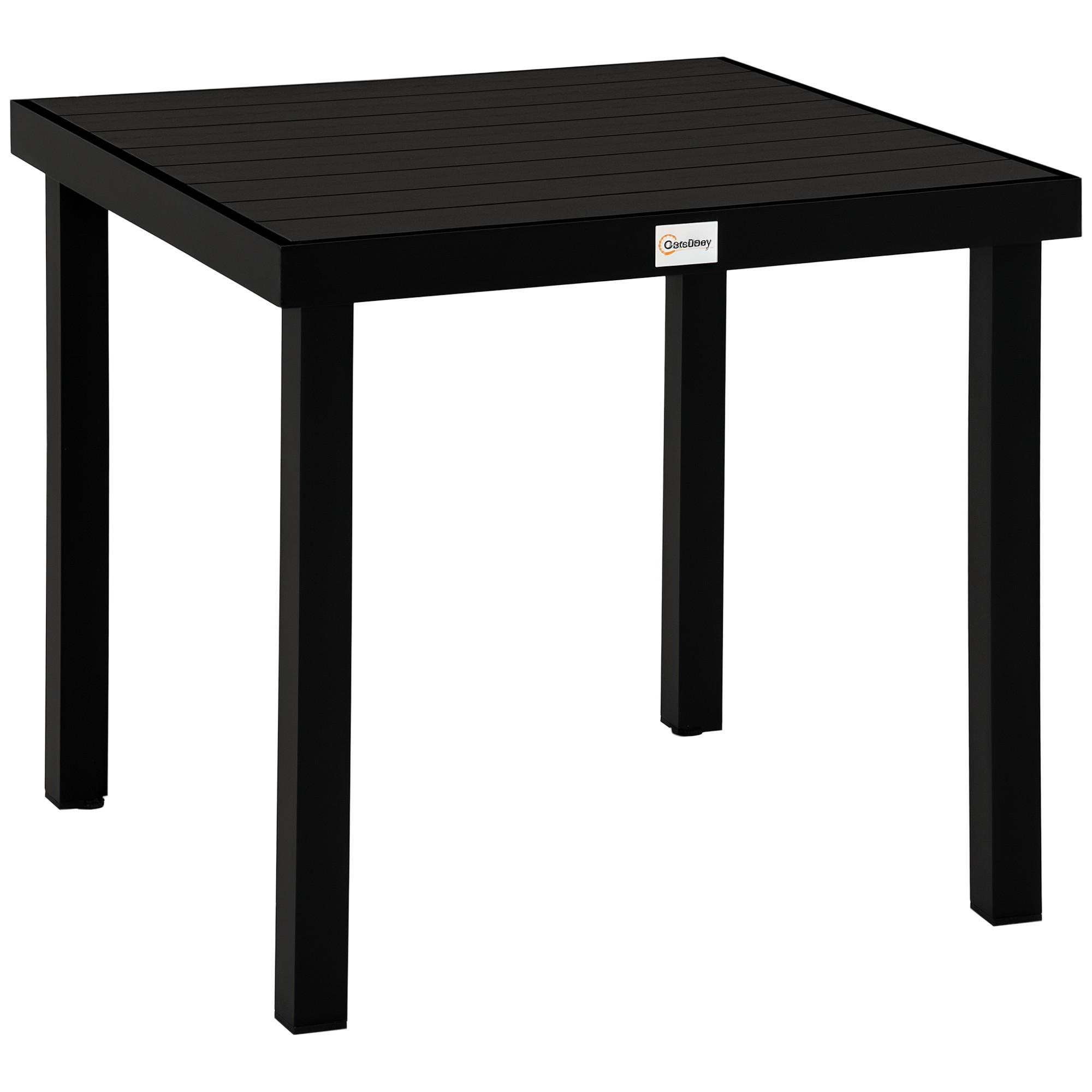 GARTENTISCH DE-07300 für 4 Personen, Holzoptik mit Aluminiumrahmen Schwarz - Schwarz, Kunststoff/Metall (78/78/74cm) - ComfortXL