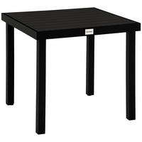 GARTENTISCH DE-07300 für 4 Personen, Holzoptik mit Aluminiumrahmen Schwarz - Schwarz, Kunststoff/Metall (78/78/74cm) - ComfortXL