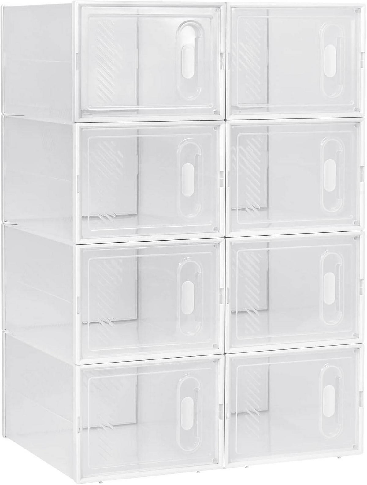 SCHUHBOX 8 St.er Set , Kunststoff - Transparent/Weiß, Kunststoff (50/75/35.5cm) - Woltu