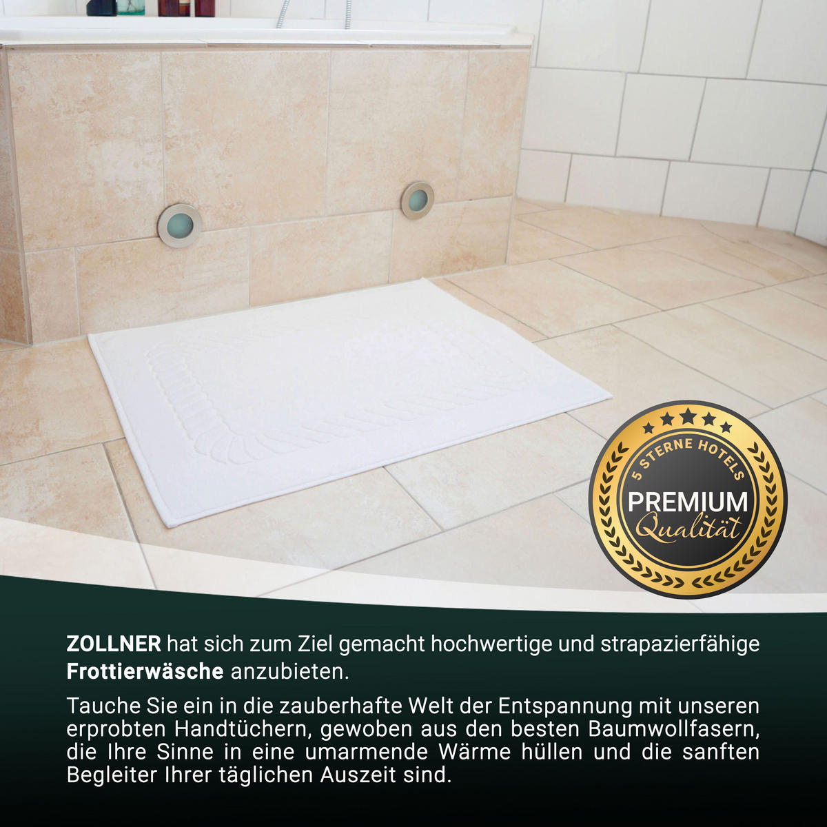 BADEMATTE, 2er-Set, 50x70 cm, 100% Baumwolle, Weiß - Weiß, Textil (50/70cm) - Zollner