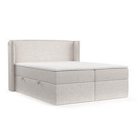 BOXBETT Viva 140/200 cm Hellbeige im Neve Stoff - Sandfarben/Schwarz, Holz/Holzwerkstoff (140/200cm) - AltaBeds