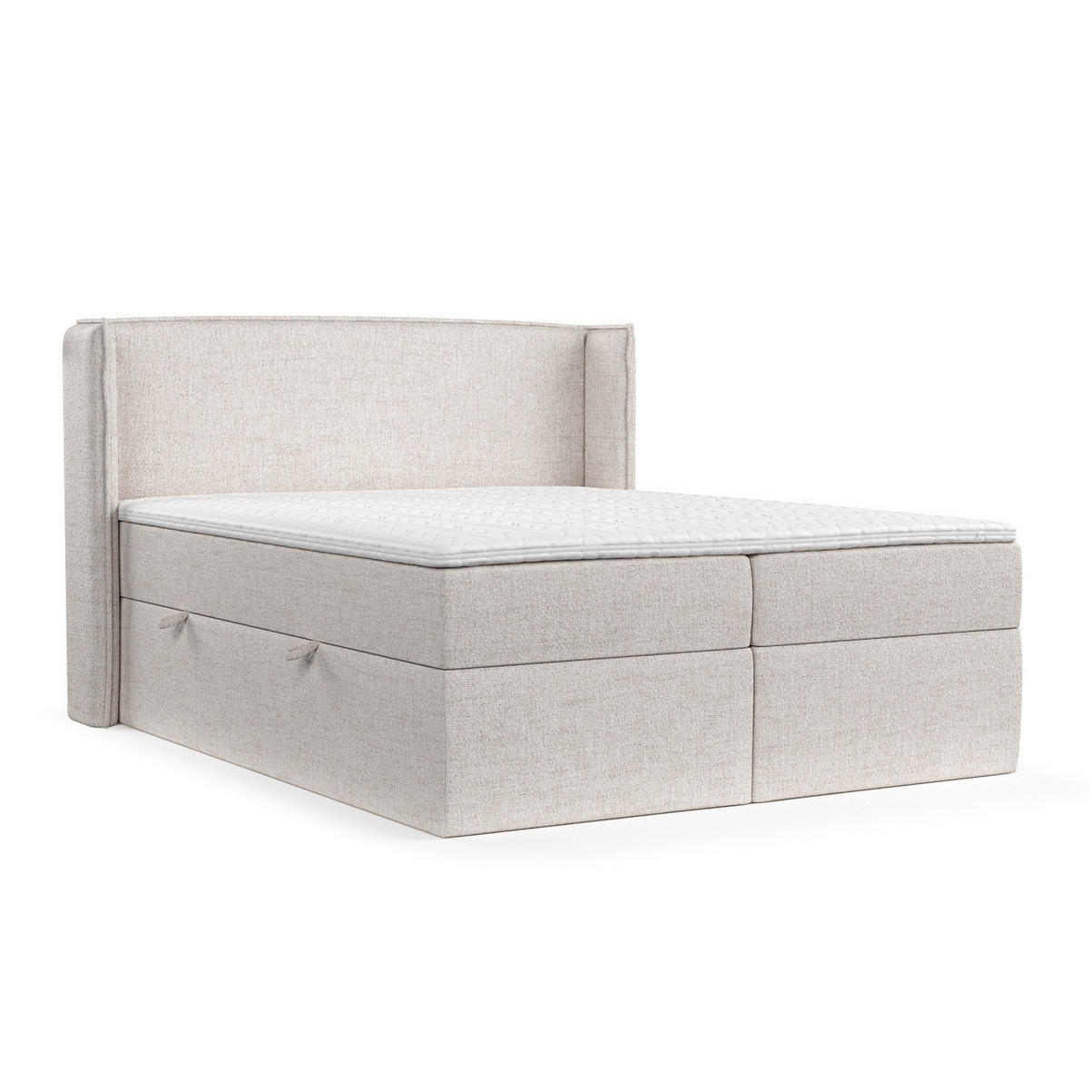 BOXBETT Viva 140/200 cm Hellbeige im Neve Stoff - Sandfarben/Schwarz, Holz/Holzwerkstoff (140/200cm) - AltaBeds
