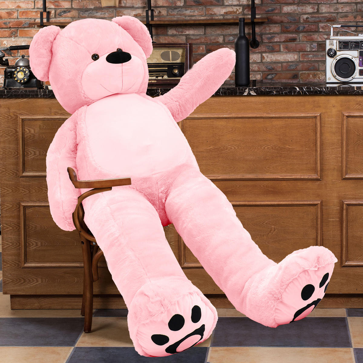 PLÜSCHTIER Riesen Teddy XXL Rosa 183cm - Pink, Textil (60/50cm) - Vercart