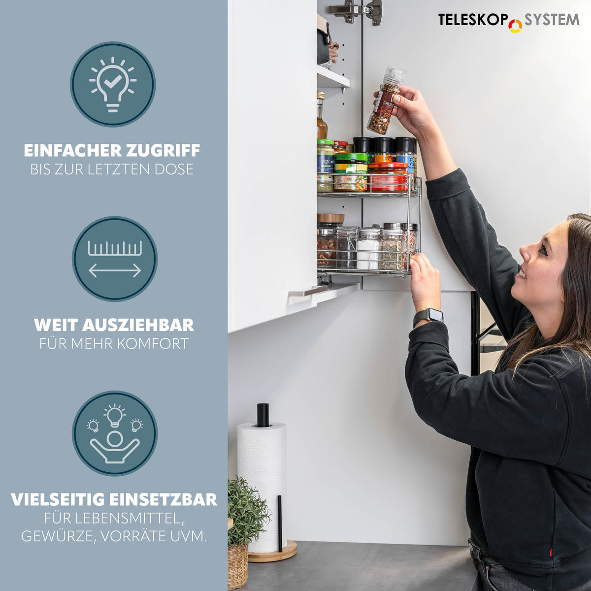 KORBAUSZUG (2er Set), 2-stöckig, Chrom - Silberfarben, Metall (21/23.5/28cm) - bremermann