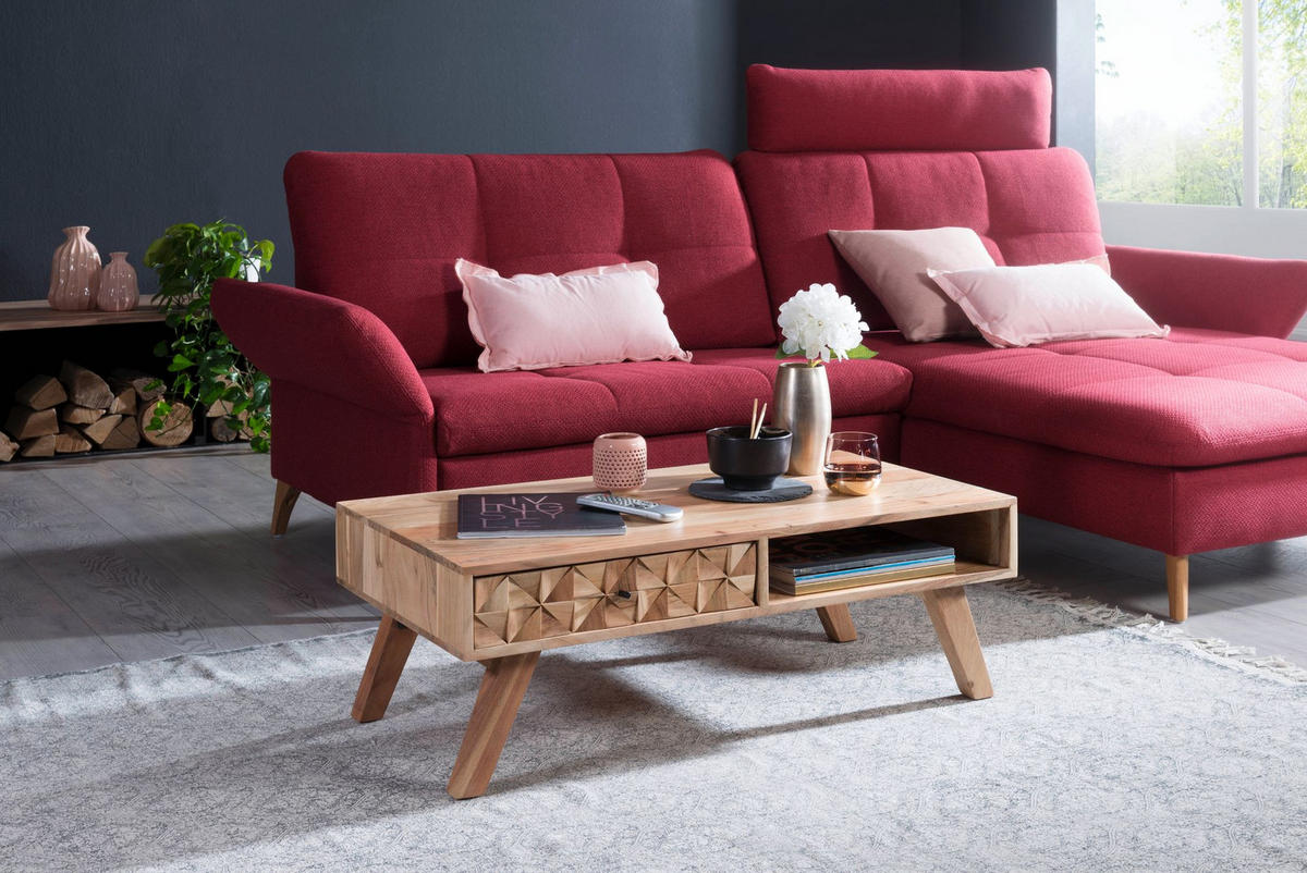 COUCHTISCH eckig KIRA Sofatisch - Akaziefarben, Holz (95/50/35cm) - tinkaro