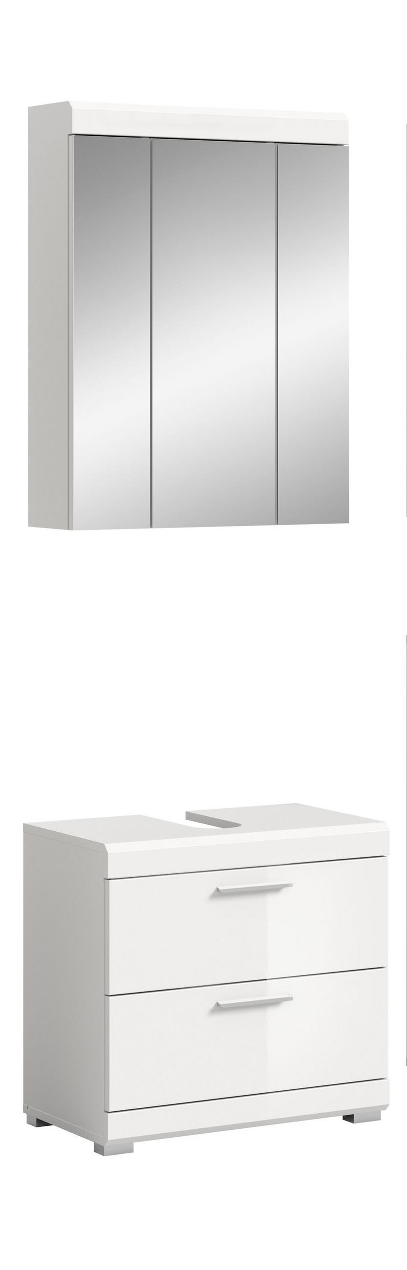 BADKOMBINATION 2tlg. Scout Bad in weiß Nachbildung und weiß hochglanz B/H/T: 60x191x34 cm - Weiß, Holz (60/191/37cm)