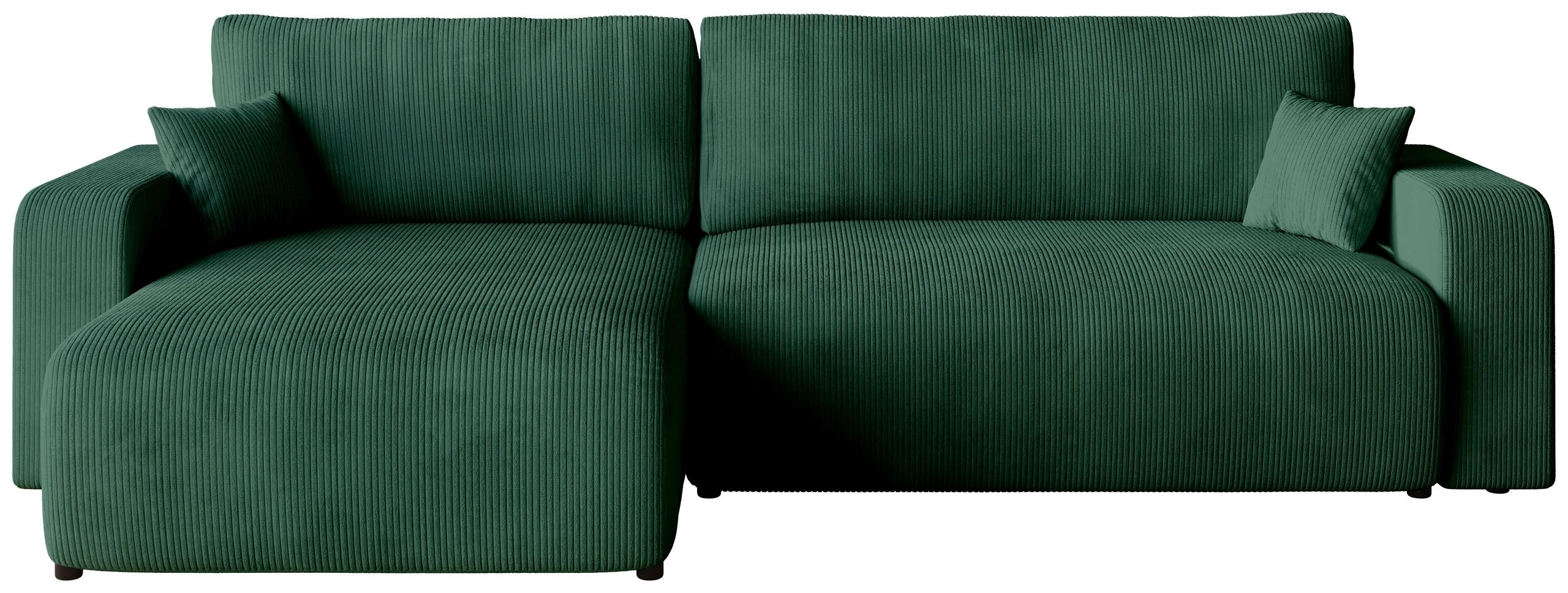 ECKSOFA PUMI XL mit Schlaffunktion Dunkelgrün Cord - Dunkelgrün, Textil (274/148cm) - Bromarkt