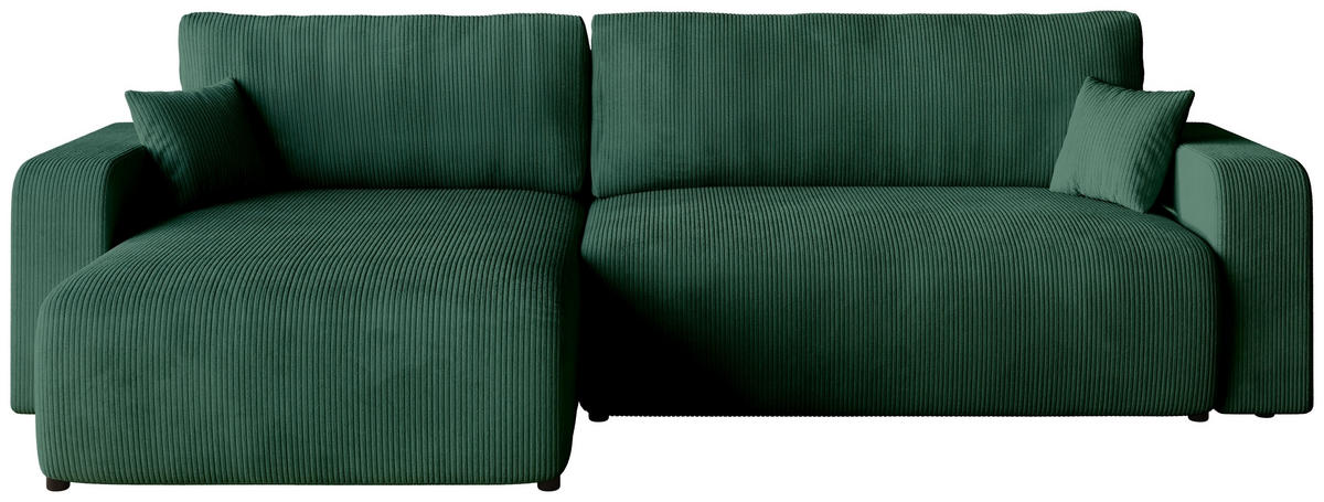 ECKSOFA PUMI XL mit Schlaffunktion Dunkelgrün Cord - Dunkelgrün, Textil (274/148cm) - Bromarkt