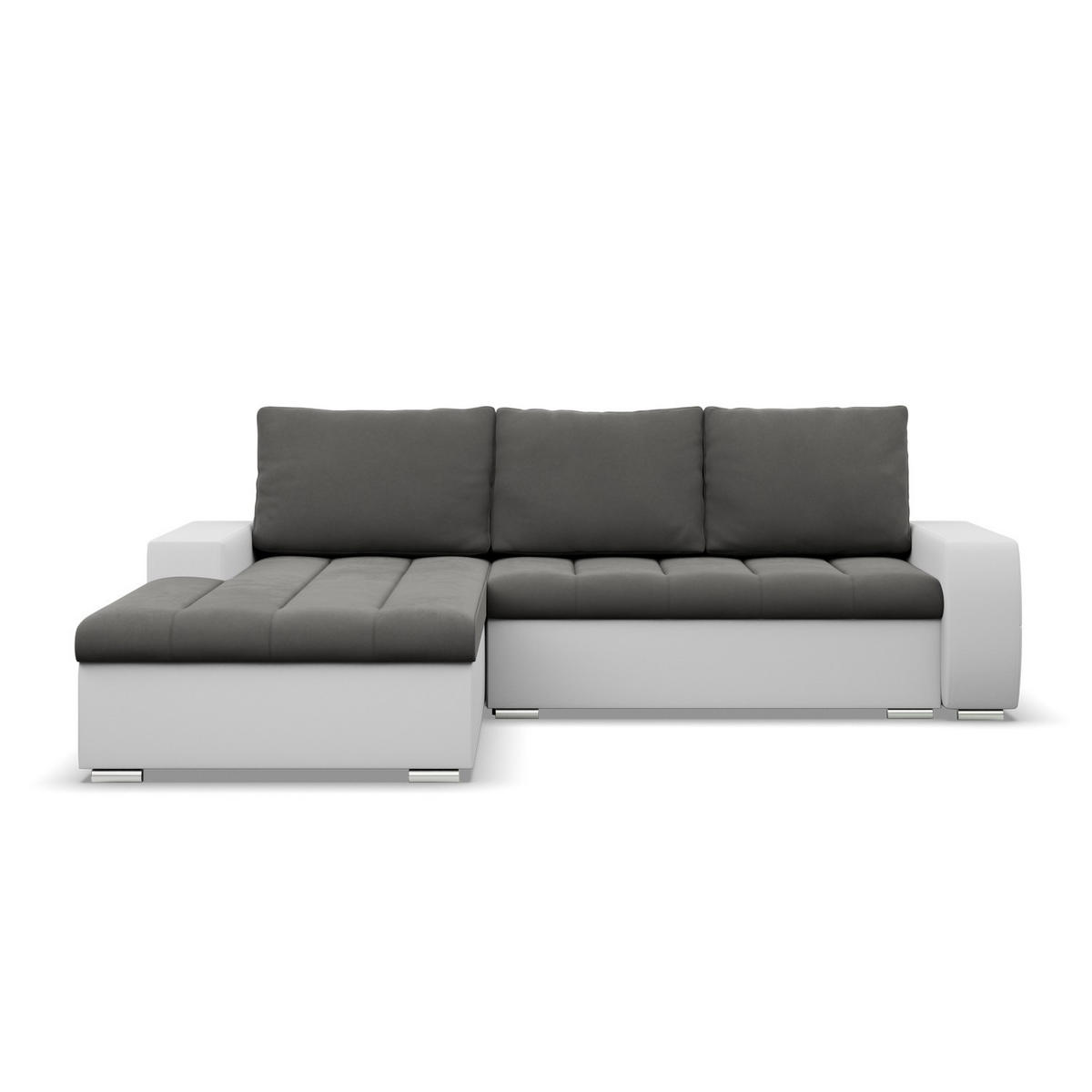 ECKSOFA MIT SCHLAFFUNKTION AURORA LINKS, Dunkelgrau + Grau - Dunkelgrau/Hellgrau, Textil (243/200cm)