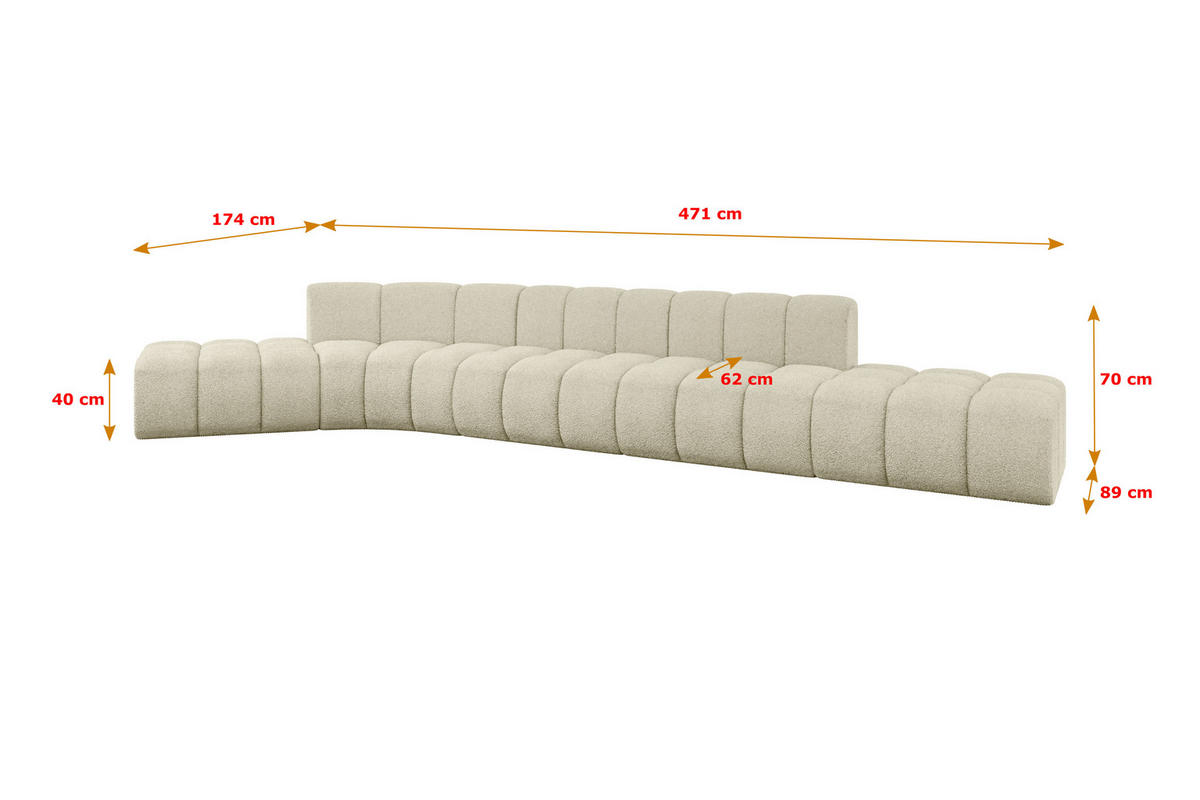 ECKSOFA modulares Sofa Solven-L2 - 471x174x70 cm Beige - Beige, Holzwerkstoff/Textil (471/174cm) - ALTDECOR