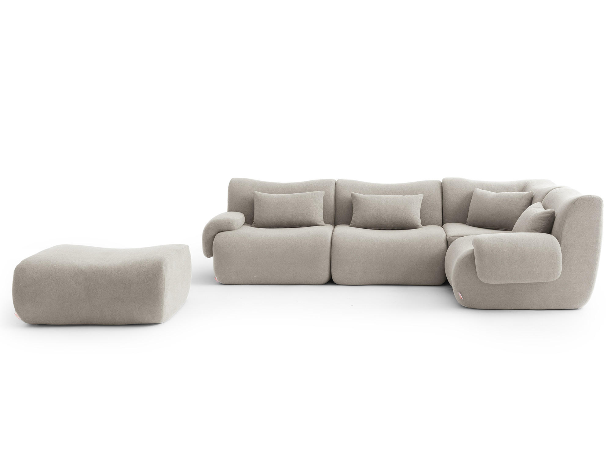 ECKSOFA Bouclé-Stoff Steinbeige - Greige, Textil (269/190cm) - MILYsofa