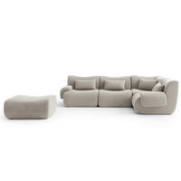 ECKSOFA Bouclé-Stoff Steinbeige - Greige, Textil (269/190cm) - MILYsofa