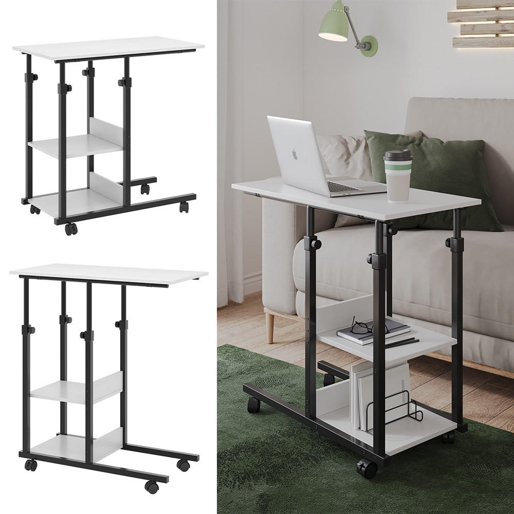 STUBENTISCH Liam Weiß 89 x 40 cm mit Rollen - Schwarz/Weiß, Holzwerkstoff (40/89/80cm) - Vicco