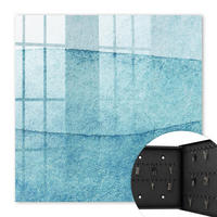 SCHLÜSSELBOX Schwarz 30x30 cm- Türöffnung nach rechts - Blaue Texturen - Blau, Metall (30/30/5cm) - TULUP
