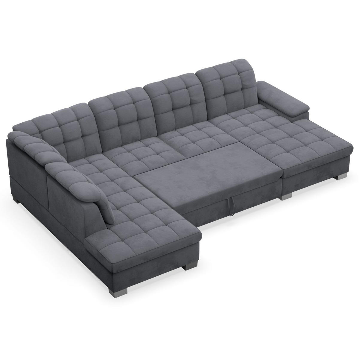WOHNLANDSCHAFT Jamaal Dunkelgrau Velours rechtsseitig - Dunkelgrau/Schwarz, Textil (330/106/212cm) - Selsey